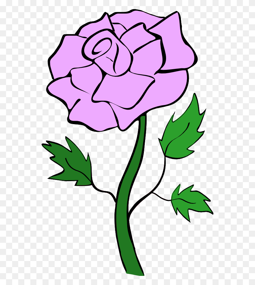 566x879 Rose Outline Clip Art - Rose Clipart Transparent