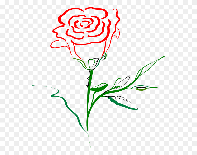 564x598 Rose Outline Clip Art - Rose Outline Clipart