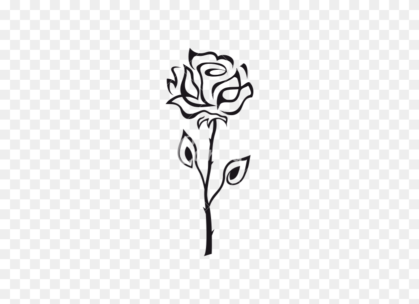 550x550 Контур Розы, Реалистичный Рисунок, Роза С Шипами, Контурные Изображения - Рисунок Розы В Png