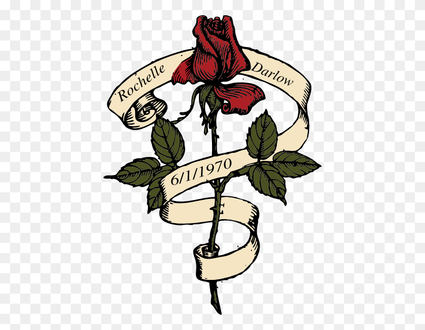 432x592 Rose Scroll Clip Art, Png Small Medium Large Color Tattoo Png - Rose Tattoo PNG