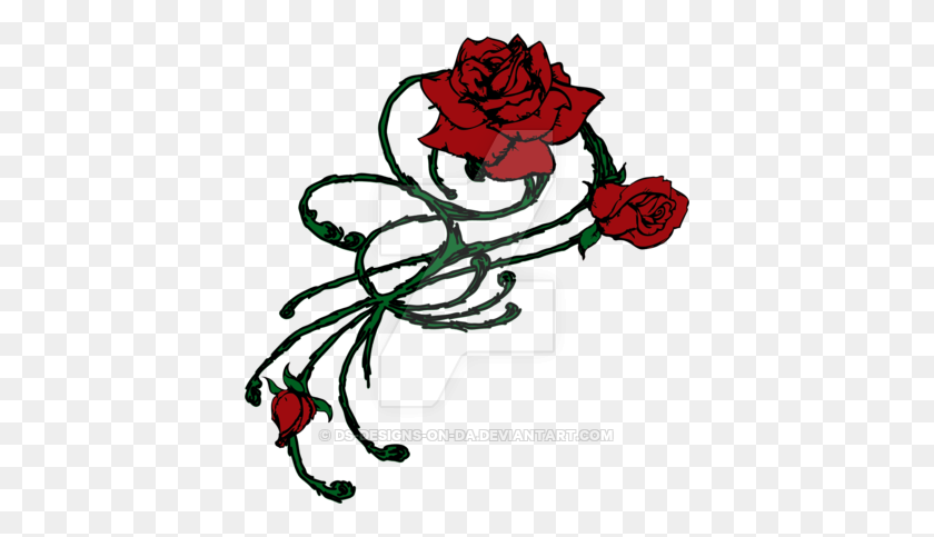 400x423 Diseño De Rosas Y Espinas - Clipart De Rosa Con Espinas