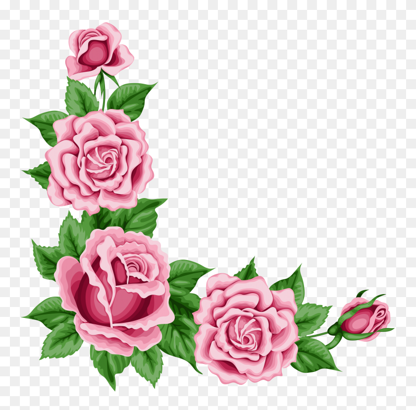 5221x5141 Roses Corner Decoration Png Clipart Gallery - Decorative PNG