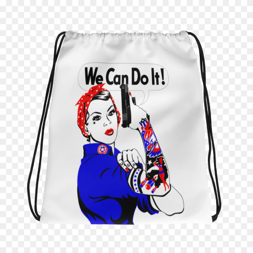 1000x1000 Rosie The Riveter Drawstring Bag Inked Armed - Rosie The Riveter PNG