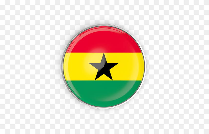 640x480 Круглая Кнопка С Металлическим Каркасом Иллюстрации Флага Ганы - Флаг Ганы Png