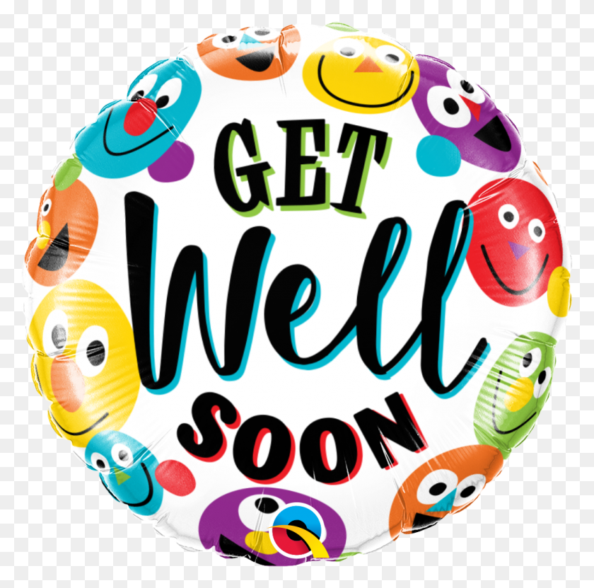 1018x1007 Round Foil Get Well Soon Smileys - Feel Better Soon Clipart