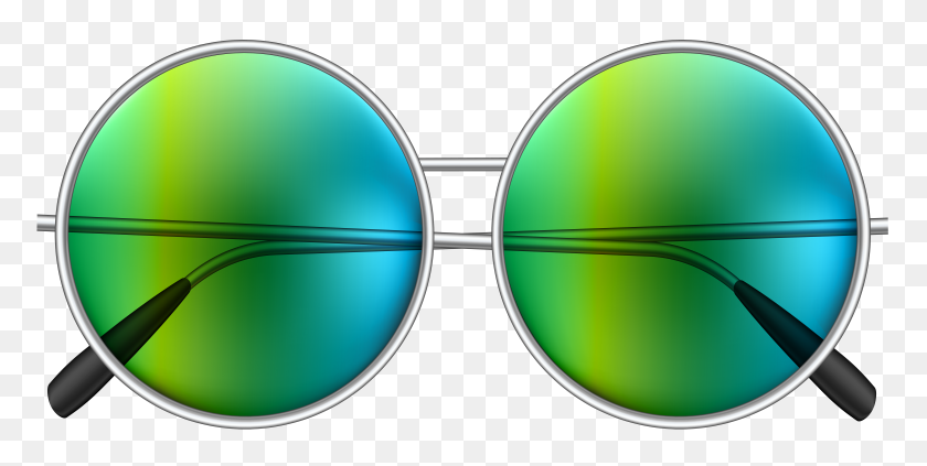 8000x3733 Round Hippie Sunglasses Png Clip - Round Glasses PNG