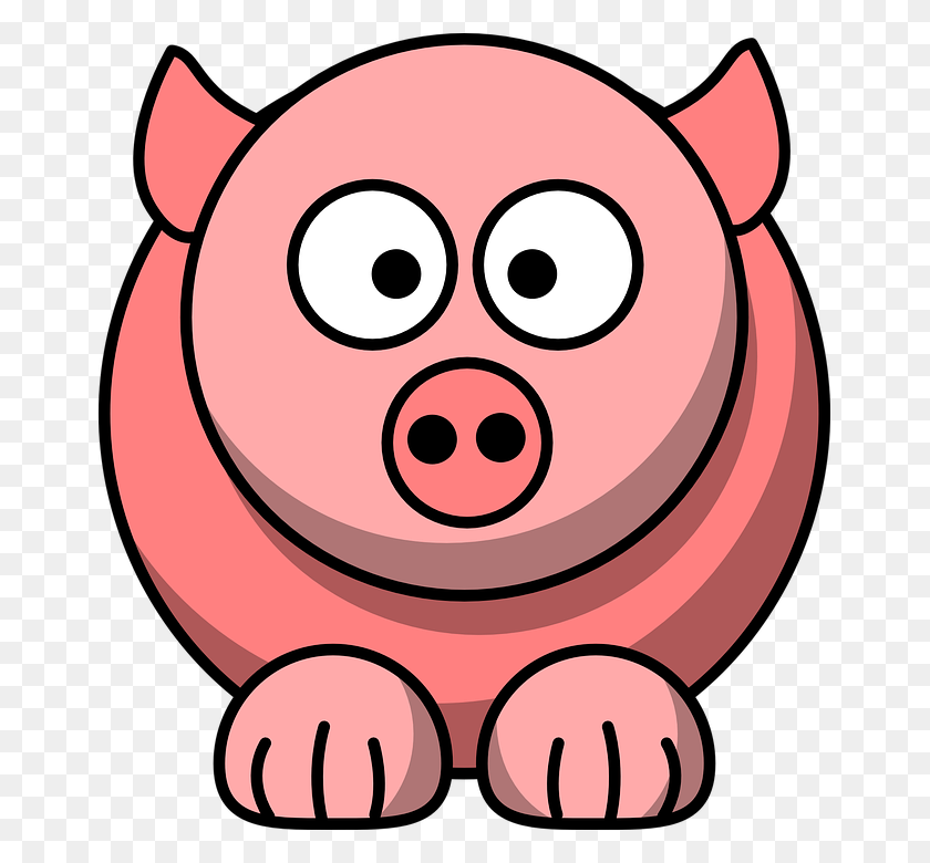 661x720 Round Pig - Cartoon Pig PNG