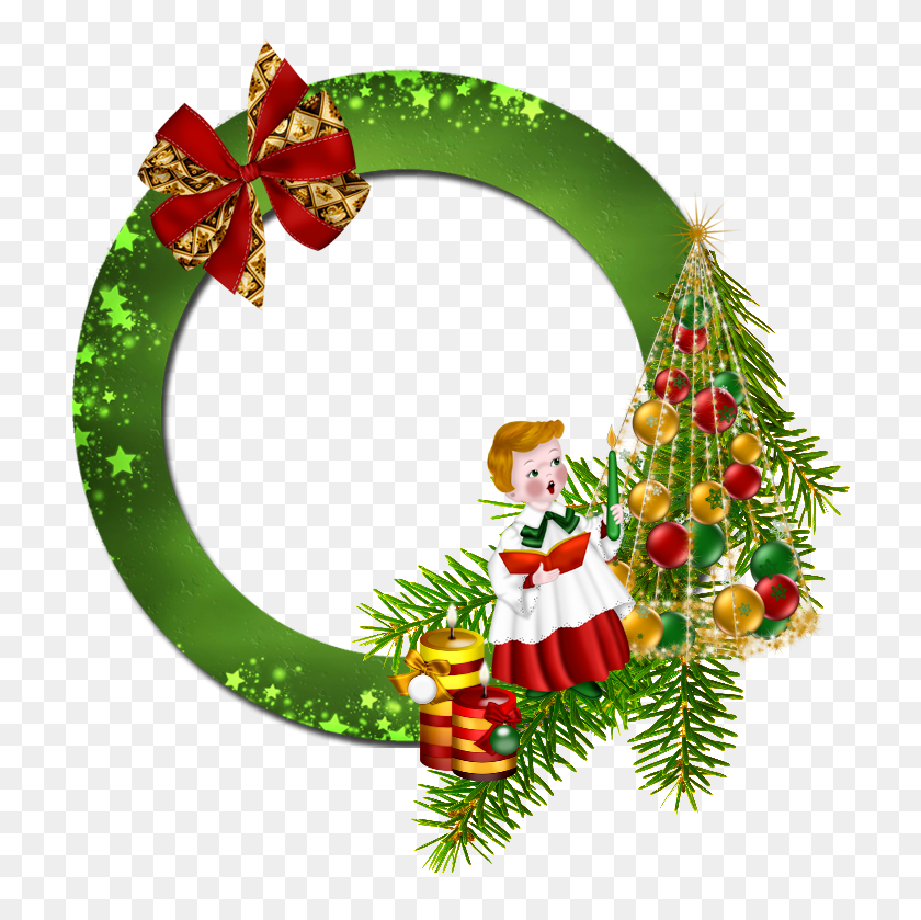 732x779 Round Transparent Green Png Christmas Photo Gallery - Christmas Frame PNG