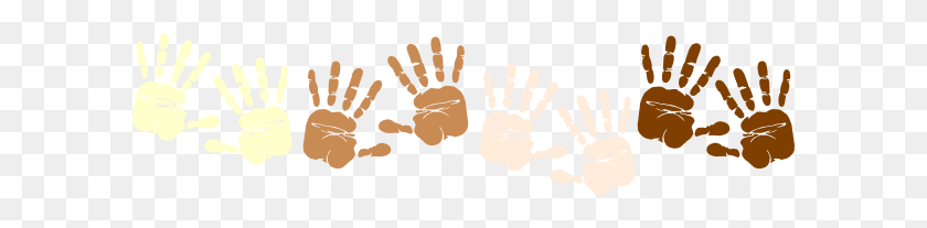 600x147 Row Of Multicultural Handprints Clip Art - Multicultural Clipart