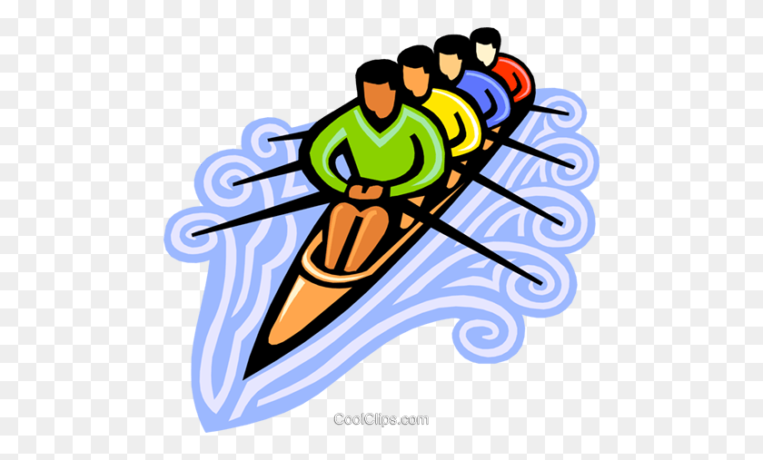 480x447 Rowers Royalty Free Vector Clip Art Illustration - Rowing Clipart