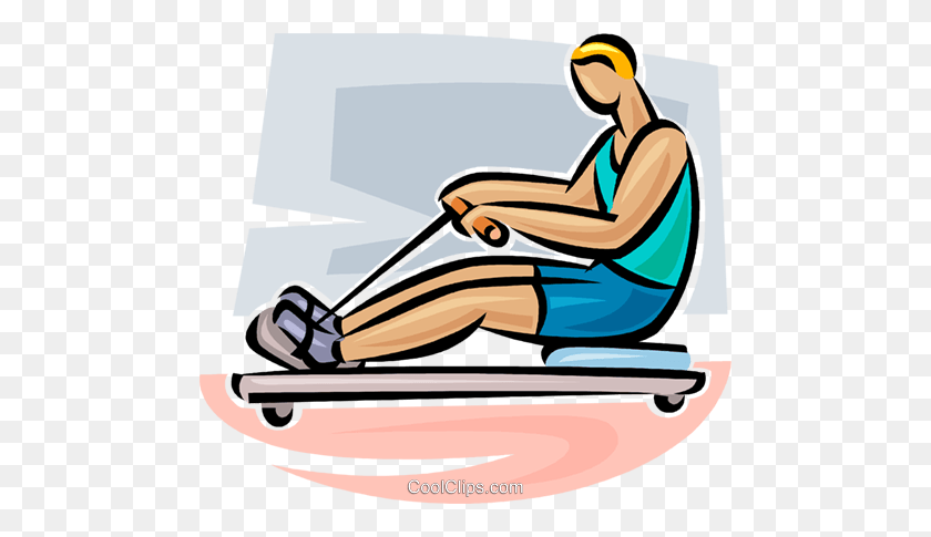 480x425 Rowing Machine Royalty Free Vector Clip Art Illustration - Rowing Clipart