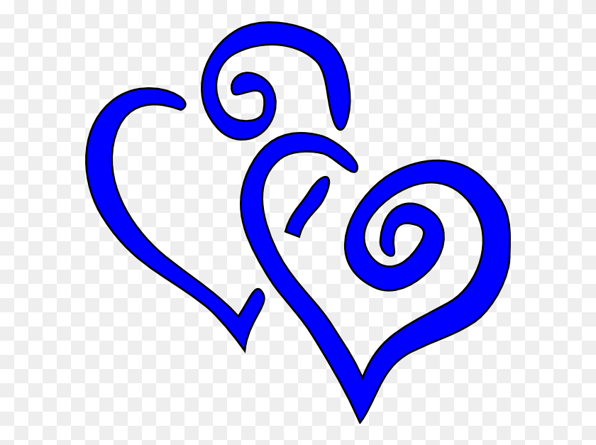 600x567 Royal Blue Intertwined Hearts Clip Art - Royal Wedding Clipart