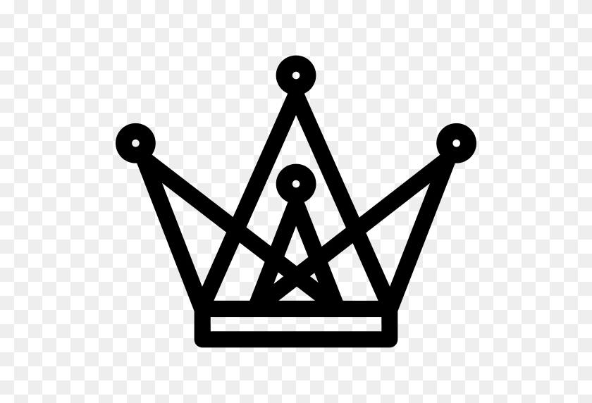 512x512 Royal Crown Made Of Triangle Outlines And Circle Shapes Png Icon - Crown Royal PNG