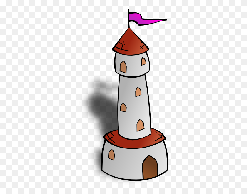 318x600 Rpg Map Round Tower With Flag Symbol Clip Art - Tower Clipart