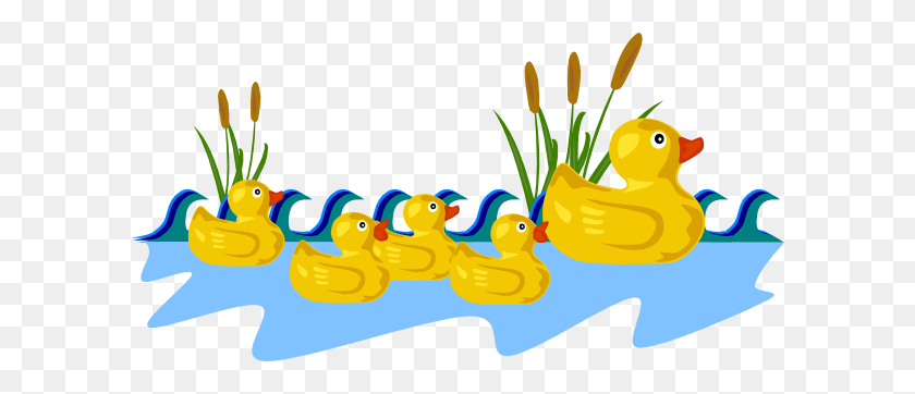 600x302 Rubber Duck Family Swimming Clip Art - Swimming Clipart