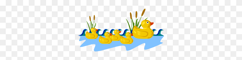 300x151 Rubber Duck Family Swimming Clip Art Free Vector - Wood Duck Clip Art