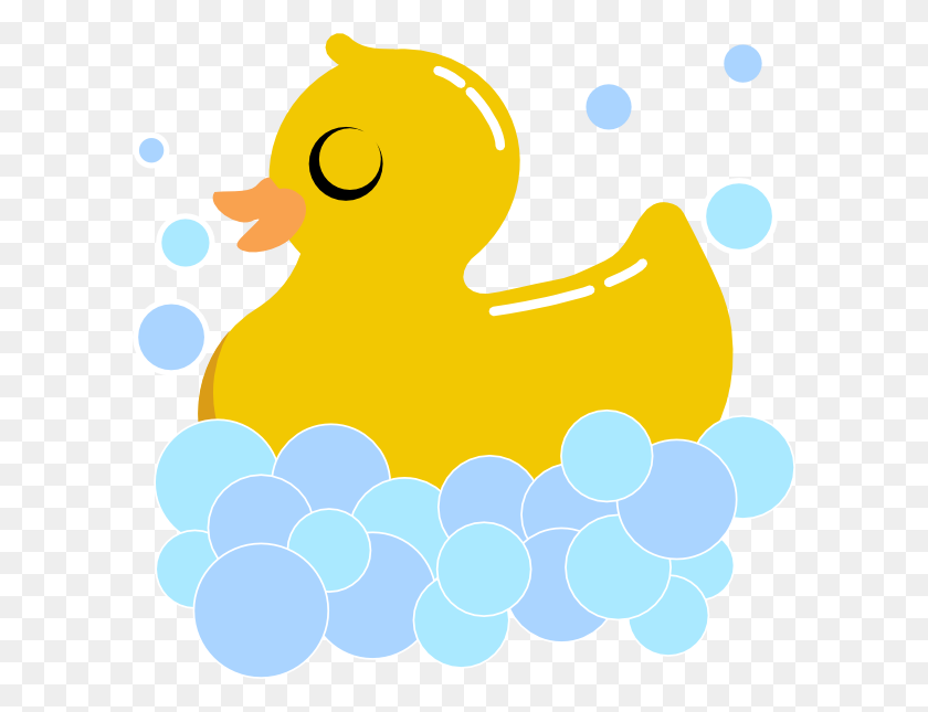 600x585 Rubber Duck With Bubbles Clip Art, Clip Art Of Rubber Duck In Foam - Duck With Umbrella Clipart