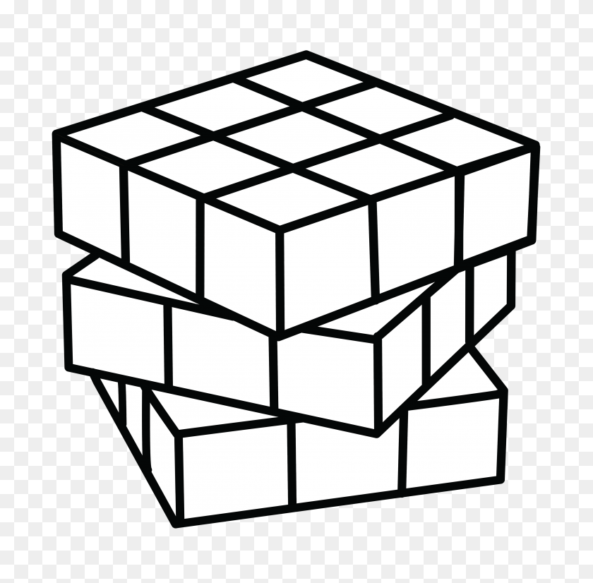 4542x4462 Куб Рубикс Толстые Линейные Картинки - Кубик Рубикс Клипарт