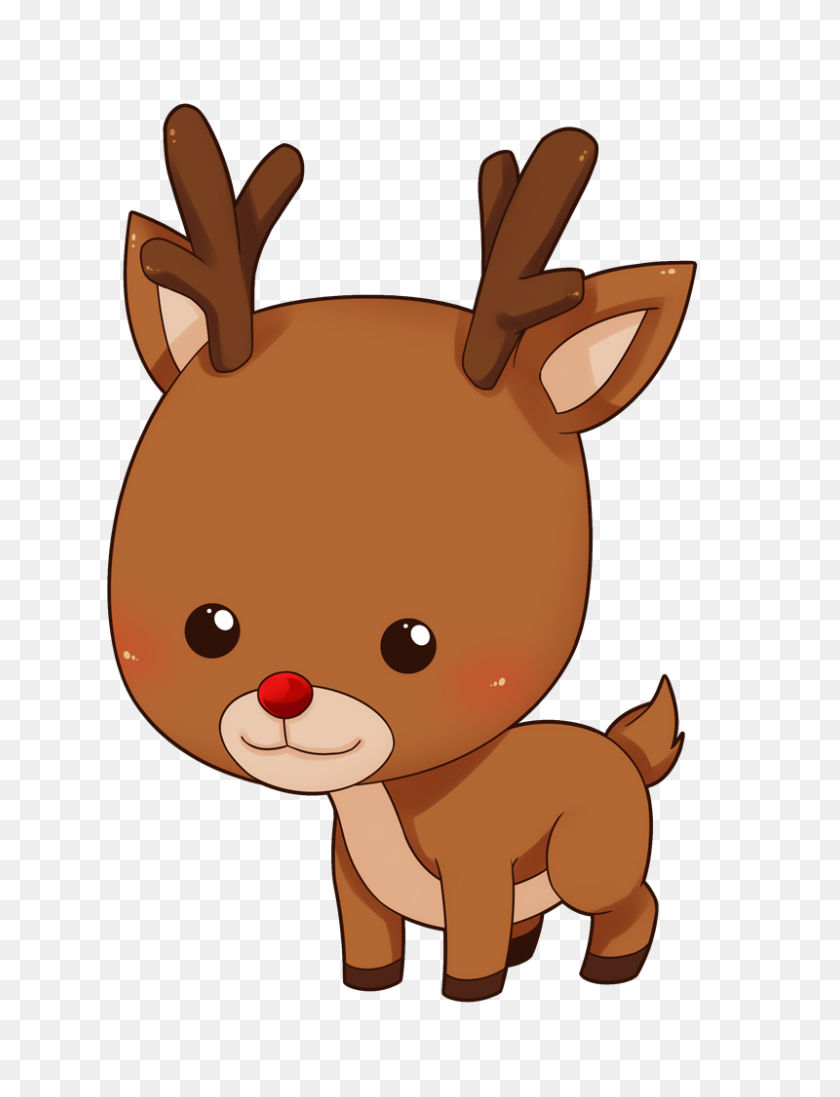 800x1064 Rudolph Reindeer Santa Claus Cuteness Clip Art - Baby Deer Clipart