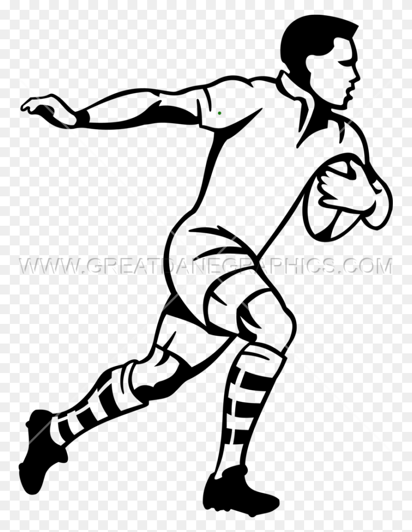 763x1024 Jugador De Rugby Que Ejecuta Ilustraciones Listas Para La Producción Para La Impresión De Camisetas: Imágenes Prediseñadas De Camiseta Blanca