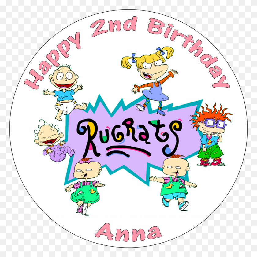 Rugrats Edible Personalised Round Birthday Cake Topper - Rugrats PNG