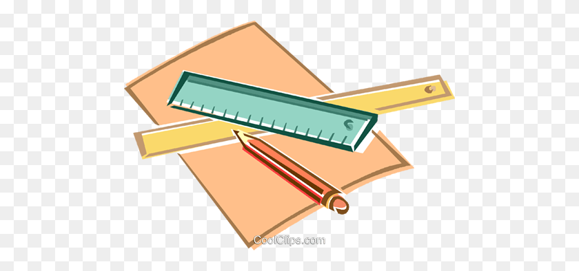 480x334 Ruler, Pencil, Paper Royalty Free Vector Clip Art Illustration - Ruler Clipart PNG