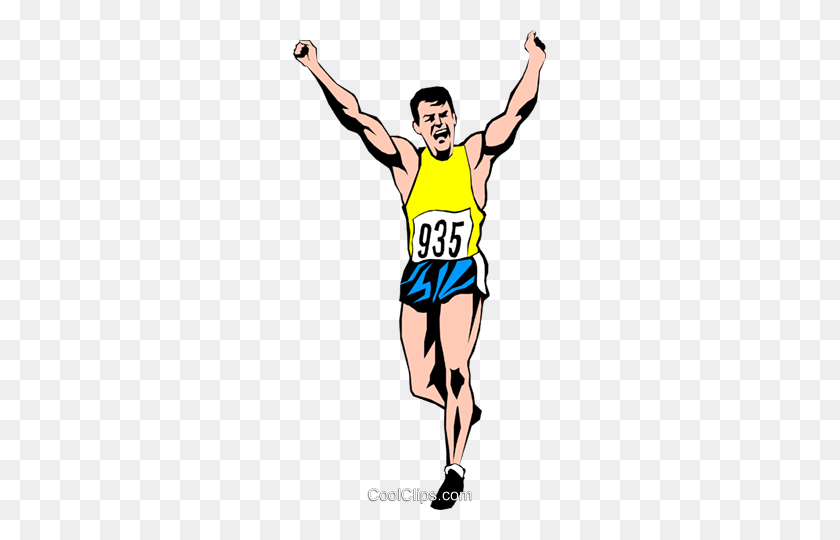 253x480 Runner Finishing Race Royalty Free Vector Clip Art Illustration - Runner PNG
