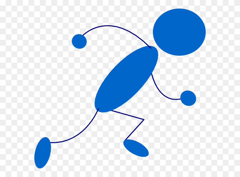 600x560 Running Blue Stick Man Clip Art - Pool Stick Clipart