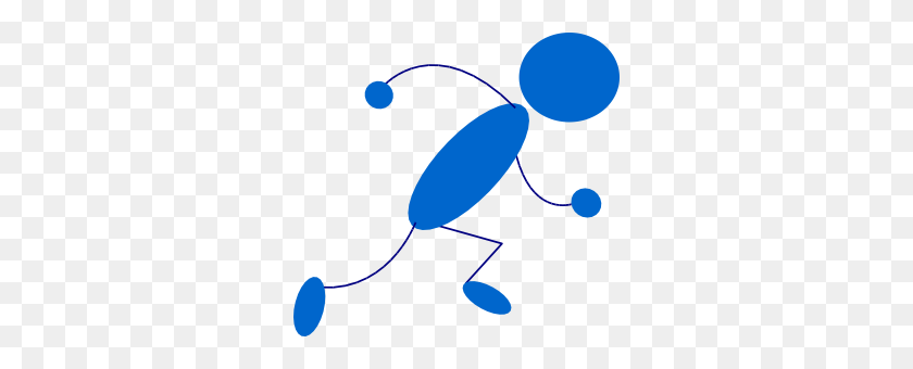 300x280 Running Blue Stick Man Clip Art - Someone Running Clipart