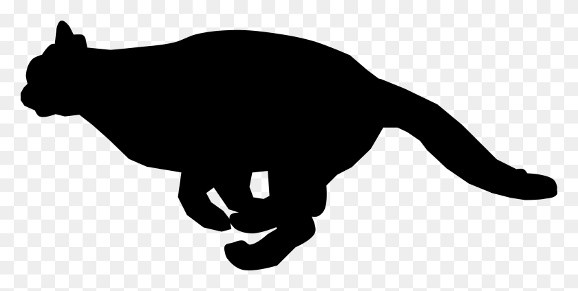 2400x1121 Running Cat Silhouette Vector Clipart Image - Running Silhouette PNG