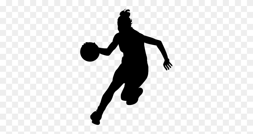 Running Girl Basketball Player Sticker - Basketball Player Silhouette PNG