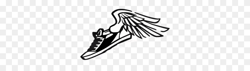 300x180 Running Shoe With Wings Clip Art - Shoes Clipart Black And White