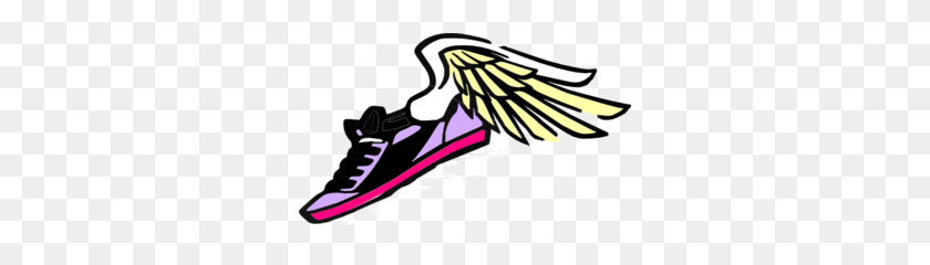 300x180 Running Shoe With Wings Purplepink Clip Art Xc Banquet - Cross Country Running Clipart
