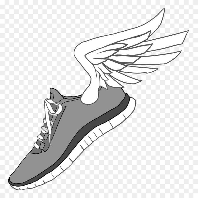 1800x1800 Running Shoes For Women Cartoon Group With Items - Woman Running Clipart