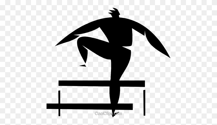 480x425 Running The Hurdles Royalty Free Vector Clip Art Illustration - Track And Field Clipart Black And White
