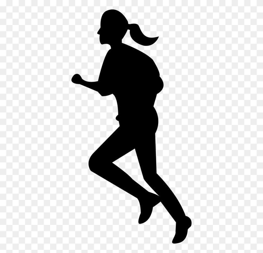 384x750 Running Woman Silhouette Download Girl - Running PNG