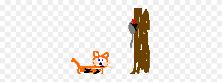 300x250 Runs Up A Tree While Being Chased - Cat Running Clipart