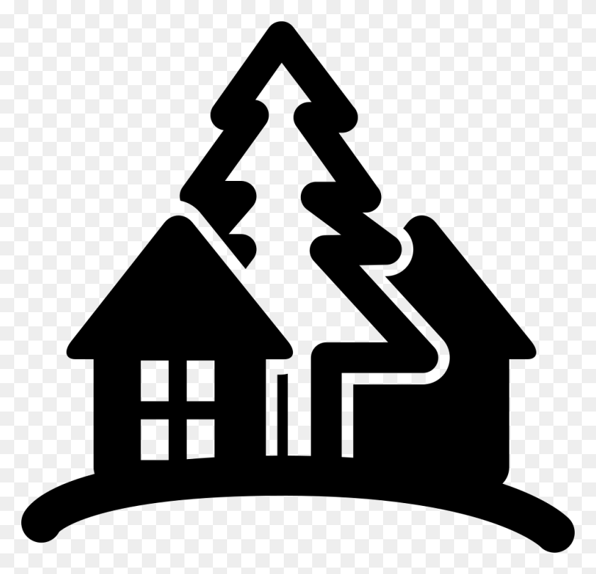 980x942 Rural Hotel Cottage On A Hill With Trees Png Icon Free - Cottage PNG