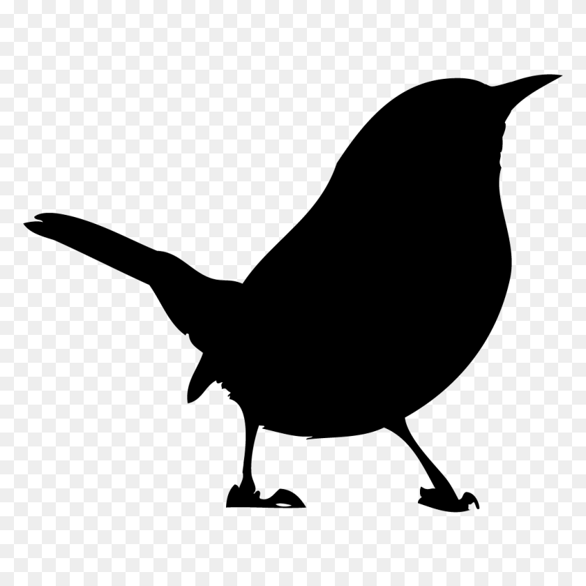 1024x1024 S Clip Art Wren Bird Winging - Black Bird Clipart