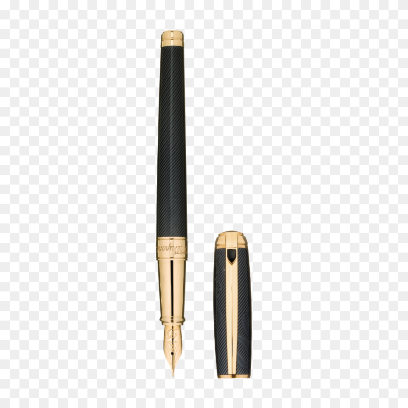 886x886 S T Dupont New Line D Gold And Black Lacquered Fountain Pen - Fountain Pen PNG