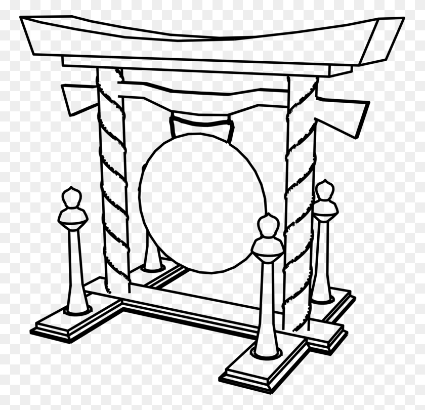 763x750 Sabian Chinese Gong Drawing Percussion Line Art - Xylophone Clipart Black And White