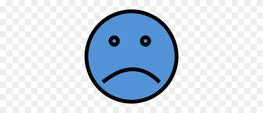 300x300 Sad Face Blue Two Clip Art - Unhappy Face Clipart