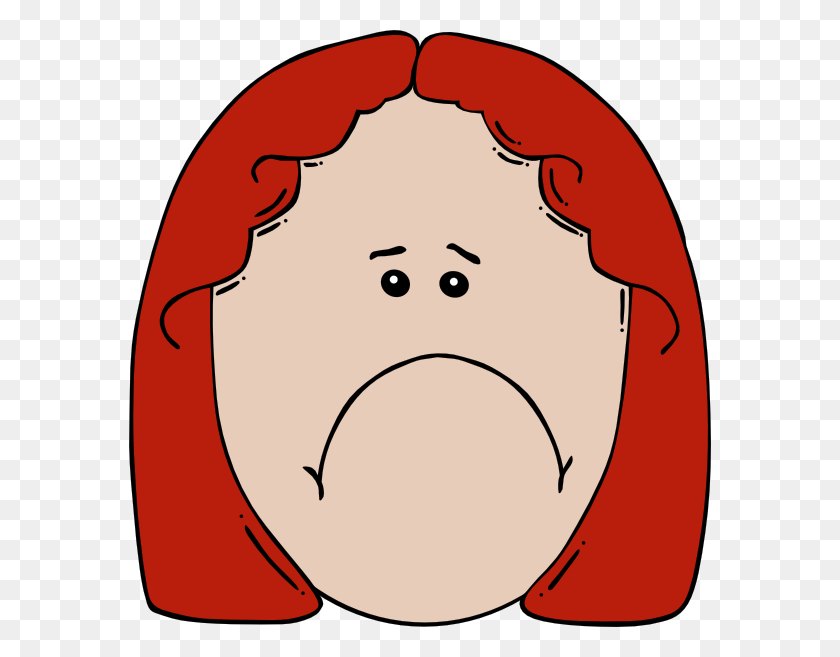 582x597 Sad Girl Red Hair Clip Art - Sad Face Clipart