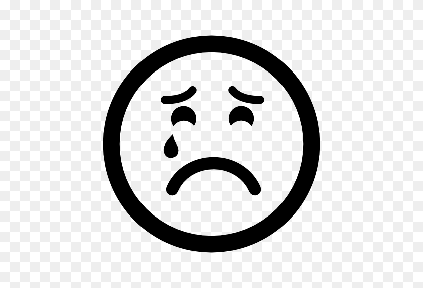 512x512 Sad Suffering Crying Emoticon Face Free Vector Icons Designed - Smiley Clipart Black And White