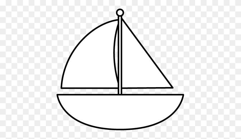 445x425 Sailboat Black And White Black And White Sailboat Clip Art Black - Triangle Clipart Black And White