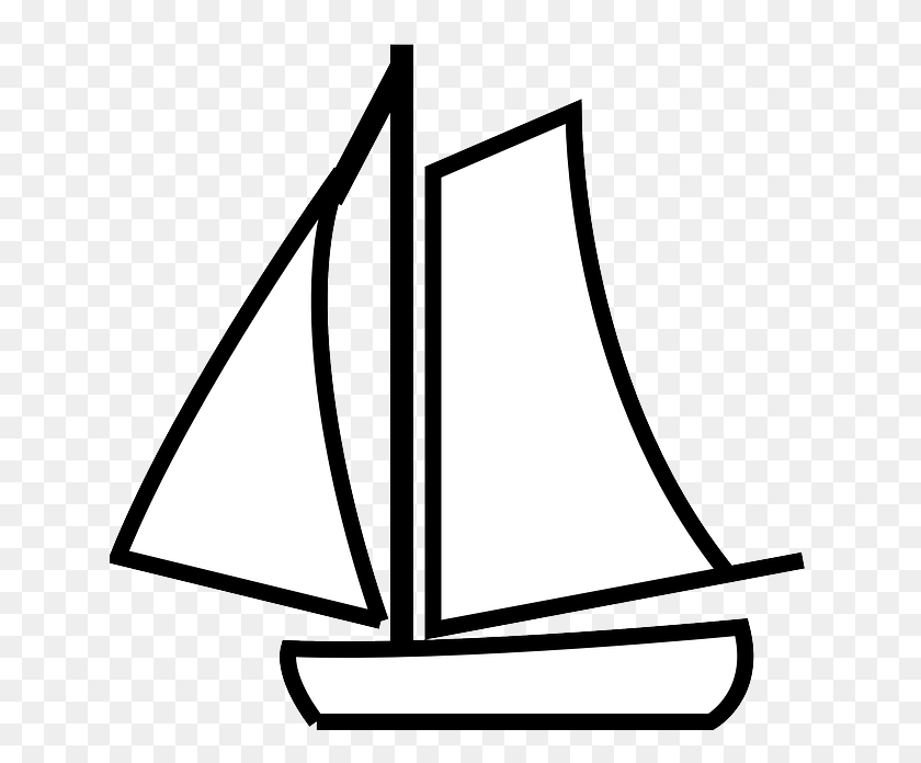 640x636 Парусник, Черно-Белый Клипарт - Лодка Моана