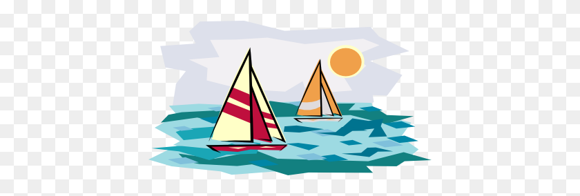 410x224 Sailboat Free Clip Art Of Sailing Dromggm Top - Schooner Clipart