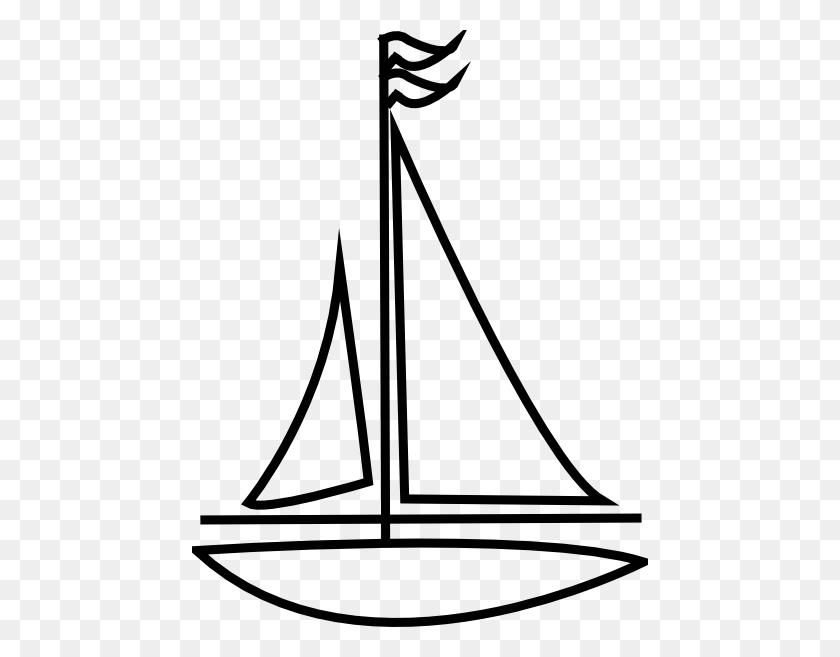 456x597 Наброски Парусная Лодка - Морской Клипарт Черно-Белый