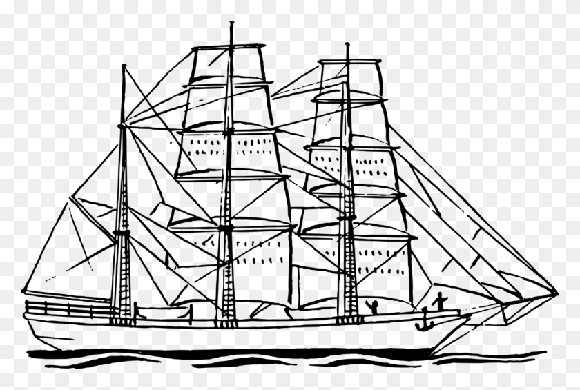 1158x750 Парусник Черно-Белая Лодка - Корабль Клипарт Черный И Белый