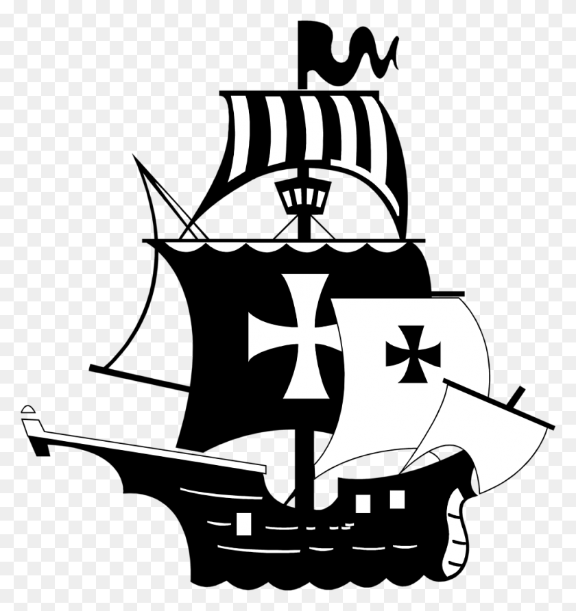 958x1023 Парусный Корабль Клипарт Фон - Пиратская Лодка Клипарт